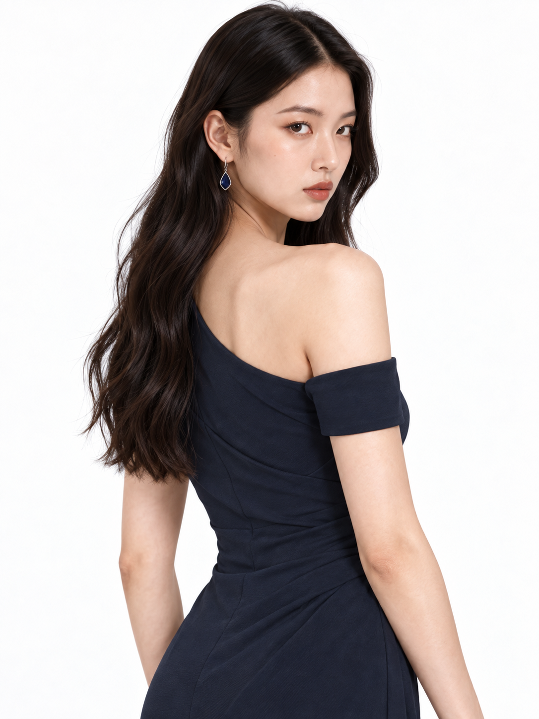 Navy dress, pose 3